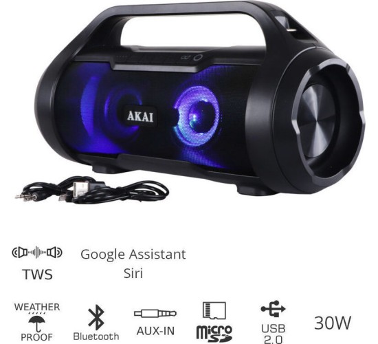 Akai ABTS-50 Ηχείο Bluetooth 30W με Ραδιόφωνο και Διάρκεια Μπαταρίας έως 7 ώρες Μαύρο (ABTS-50) Akai ABTS-50 Ηχείο Bluetooth 30W με Ραδιόφωνο και Διάρκεια Μπαταρίας έως 7 ώρες Μαύρο (ABTS-50)