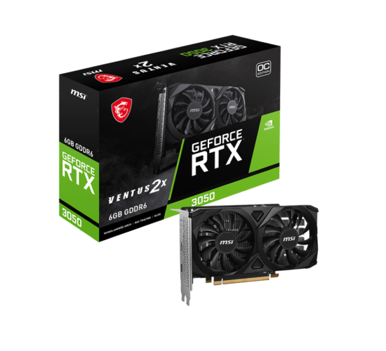 MSI VGA PCI-E NVIDIA GF RTX 3050 VENTUS 2X E 6G OC, 6GB/96BIT, GDDR6, 2xHDMI/1xDISPLAY PORT, DUAL FAN, 2 SLOT FANSINK, 3YW. (912-V812-056) MSI VGA PCI-E NVIDIA GF RTX 3050 VENTUS 2X E 6G OC, 6GB/96BIT, GDDR6, 2xHDMI/1xDISPLAY PORT, DUAL FAN, 2 SLOT FANSINK, 3YW. (912-V812-056)